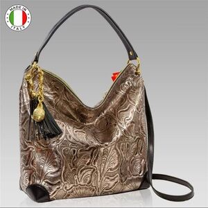 Marino Orlandi Designer Leather Luxurious Italian Embossed Hobo Bag